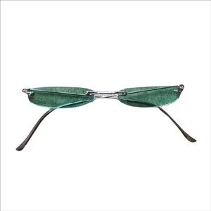 Retro 90’s Small Square Sunglasses w/ Green Lens